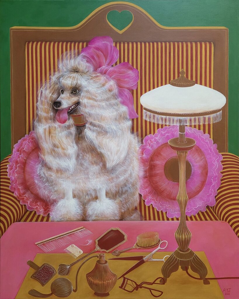 „Piękna Pudliczka” – acrylic on canvas, 100×80 cm., 2024