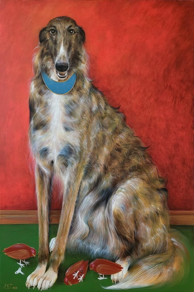 „Blaszane ptaszki” – ACRYLIC ON CANVAS, 90×60 CM., 2024