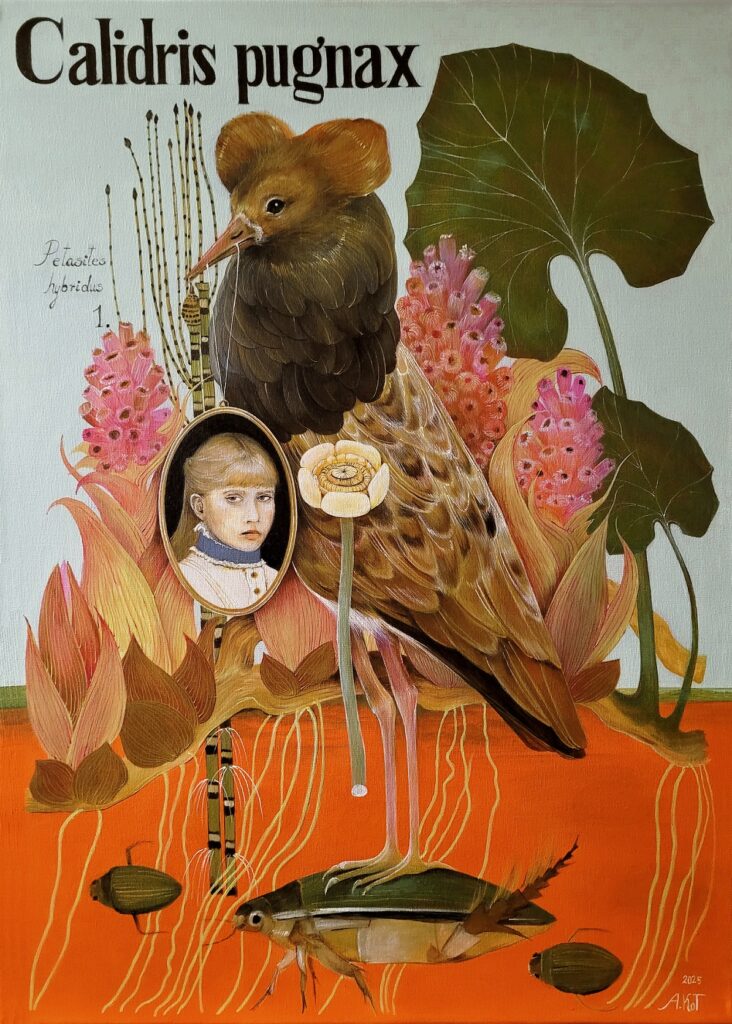 „Portret Żaby w szacie człowieczej” – ACRYLIC ON CANVAS, 70×50 cm., 2025