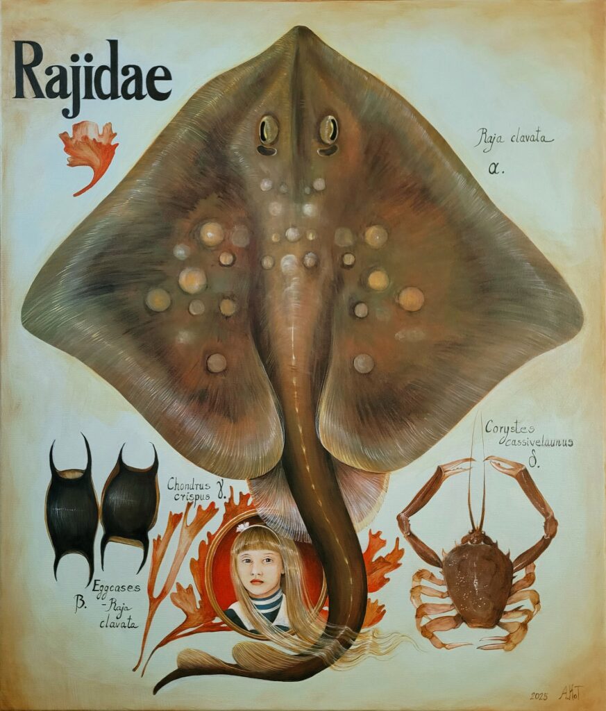 „Dziewczyna Płaszczka” – ACRYLIC ON CANVAS, 70×60 cm., 2025