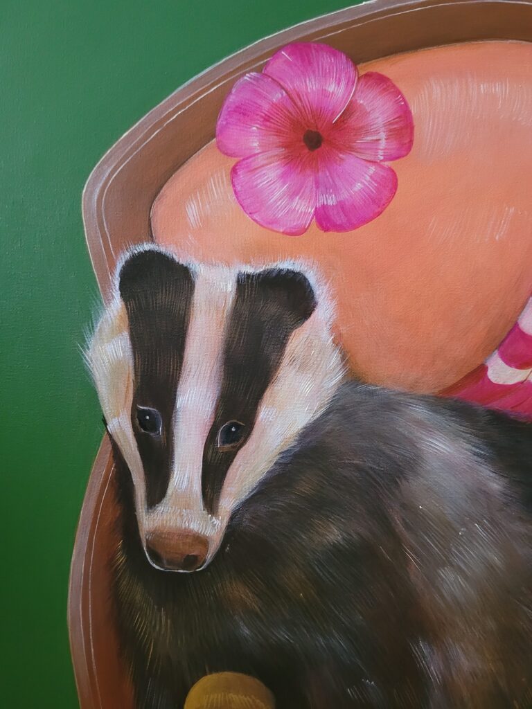 Borsuki Borowiki (x3) – acrylic on canvas, 70×50 cm., 2025