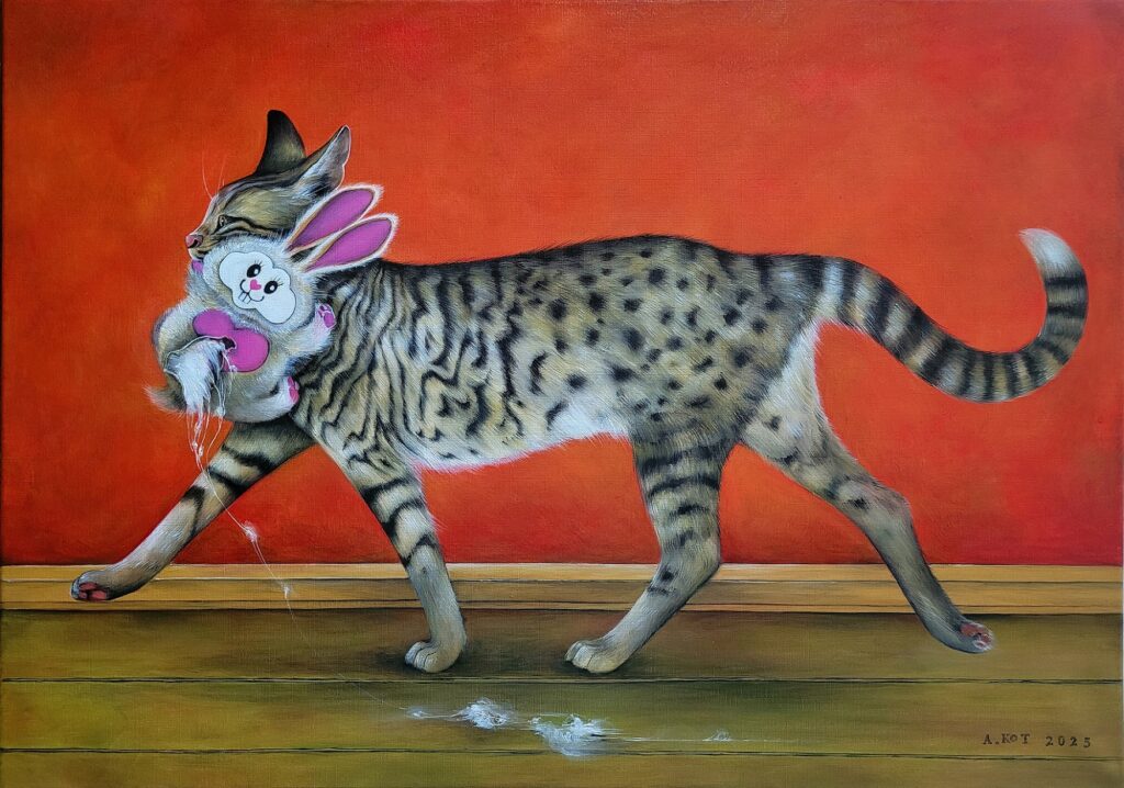„MASKOTKA” – oil on canvas, 50×70 cm., 2025