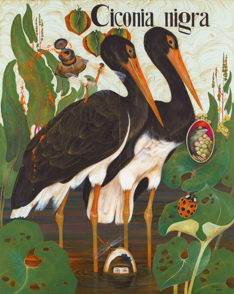 „Przygody Kałamarza z czerwonym atramentem” – ACRYLIC ON CANVAS, 100×80 cm., 2025