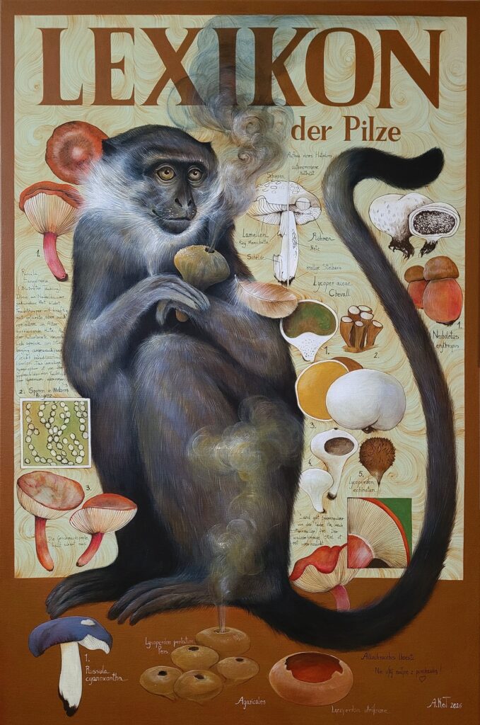 „Nie ufaj Małpie z purchawką” – ACRYLIC ON CANVAS, 90×60 cm., 2026