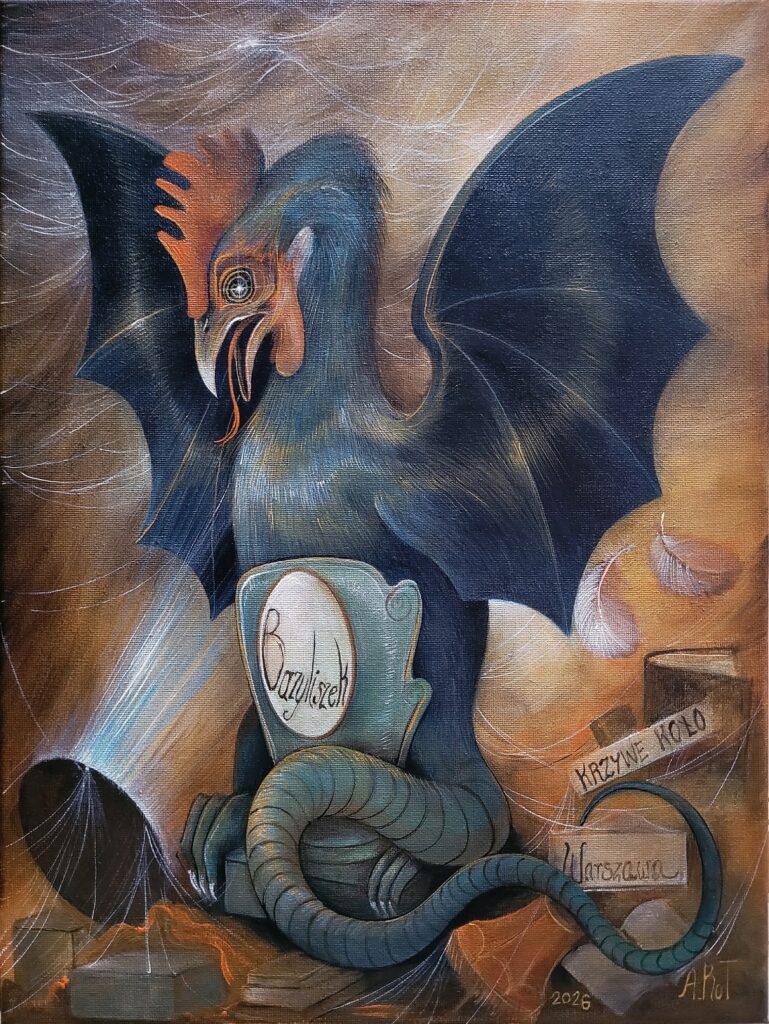 „BAZYLISZEK” – acrylic on canvas, 40×30 cm., 2026